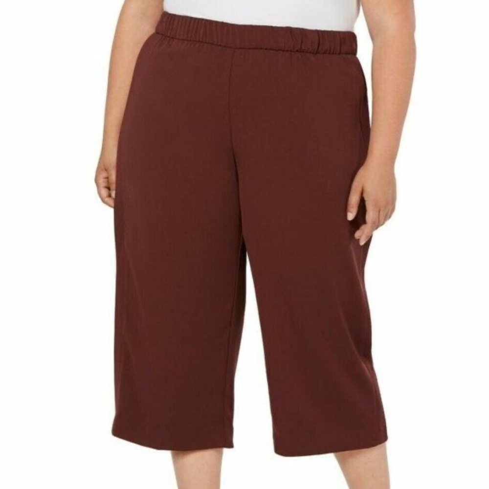 (NWT) Alfani Women's Dark Brown Pull-On Cropped Culottes Plus Size 2X